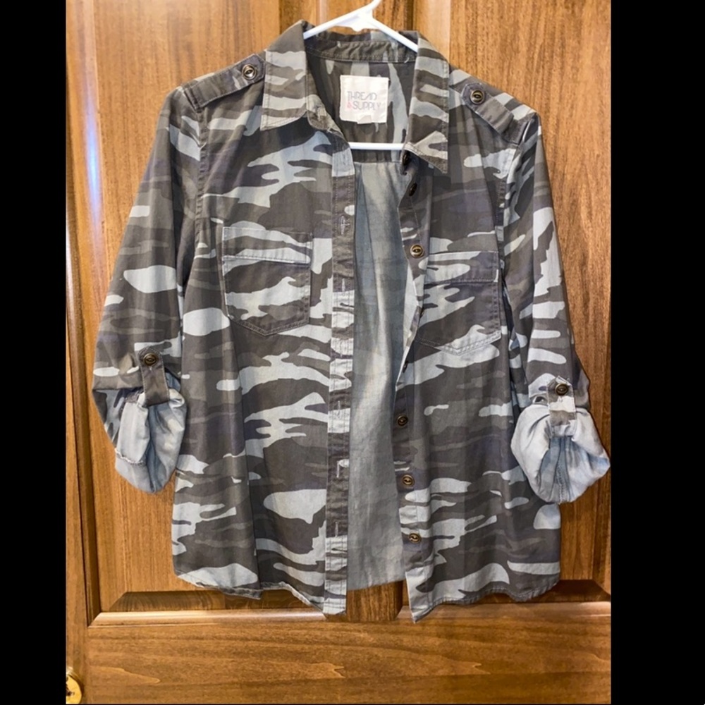 Camouflage button down shirt/ jacket